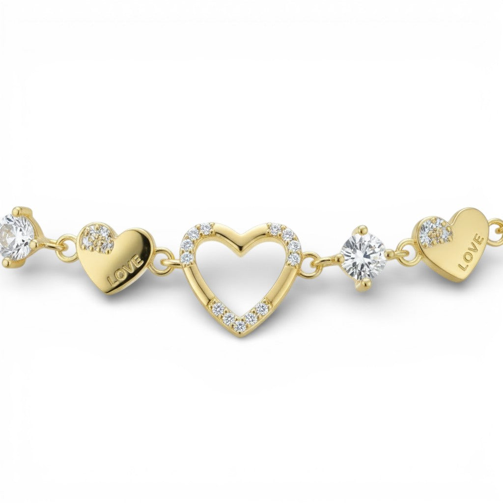 Bracciale Battiti Preziosi con Charms a Cuore In Argento 925