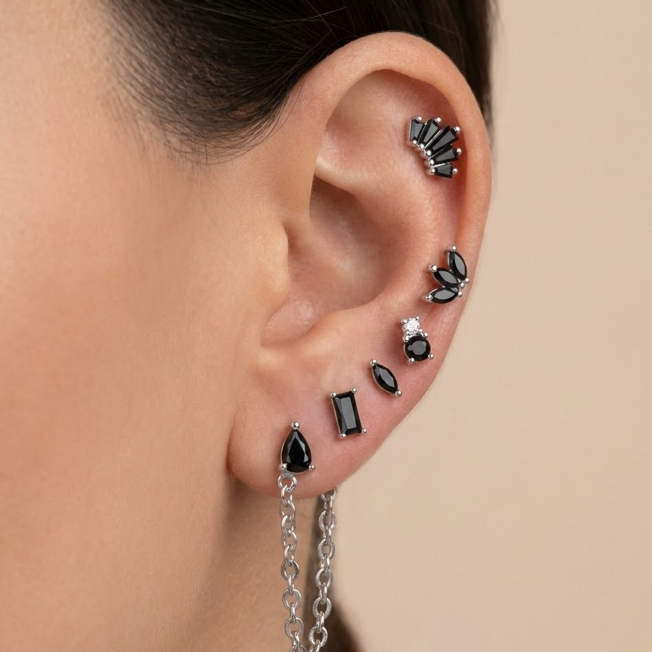 Set Orecchini In Acciaio Inossidabile con Pietre Colorate