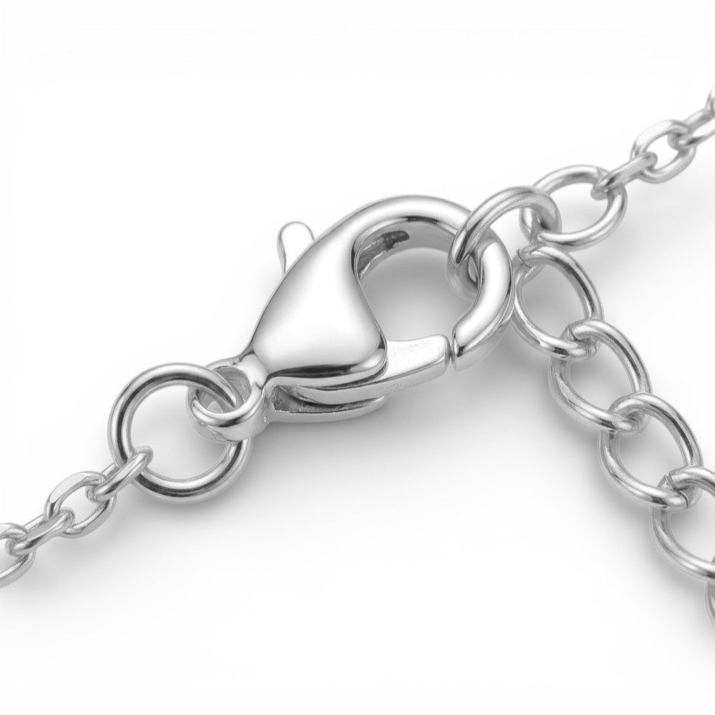 Collana Doppio Fiore con Pavé e Punti Luce In Acciaio Inossidabile