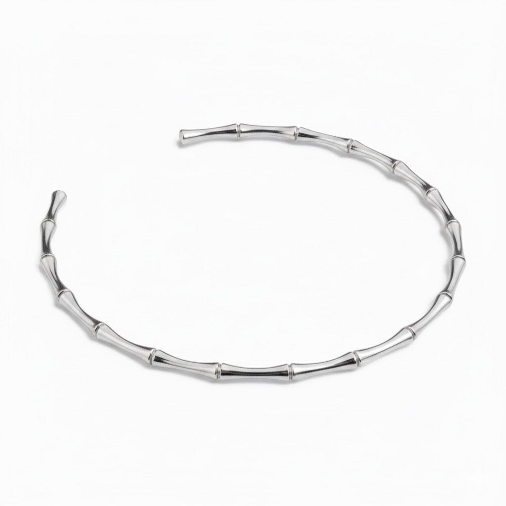 Collana Rigida Girocollo a Maglie Bamboo in Acciaio Inossidabile