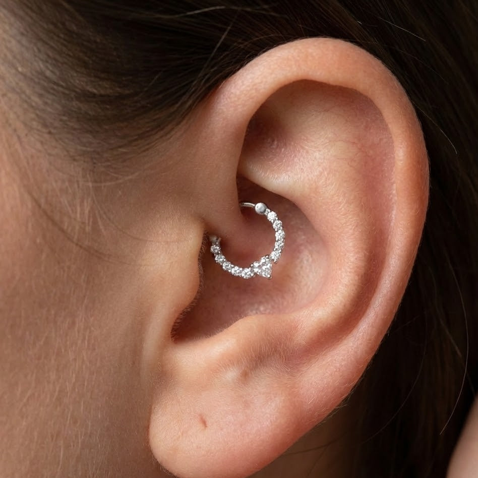 Piercing Daith Cuore Incastonato In Argento 925