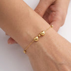 Bracciale con Sfere e Cuori Bombati In Argento 925