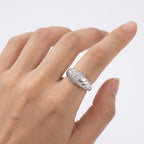 Anello Croissant con Zirconi In Acciaio Inossidabile