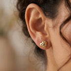 Orecchini Cuore Bombato con Fiori Zirconati In Argento 925