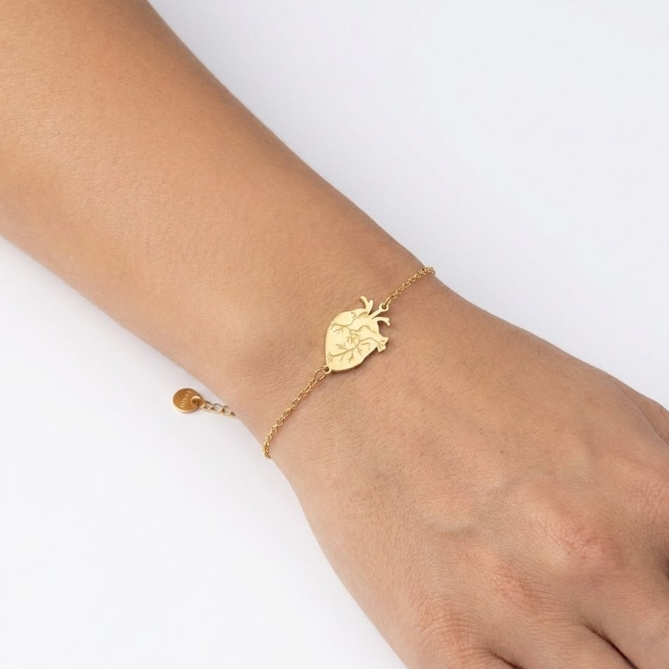 Bracciale con Cuore Anatomico in Acciaio Inossidabile