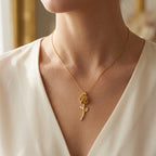 Collana con Pendente a Rosa In Acciaio Inossidabile
