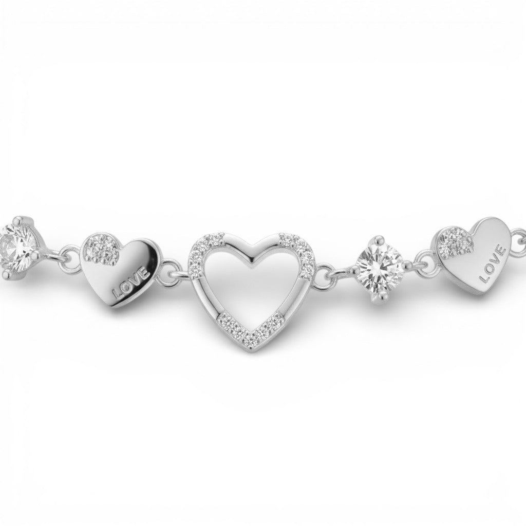 Bracciale Battiti Preziosi con Charms a Cuore In Argento 925