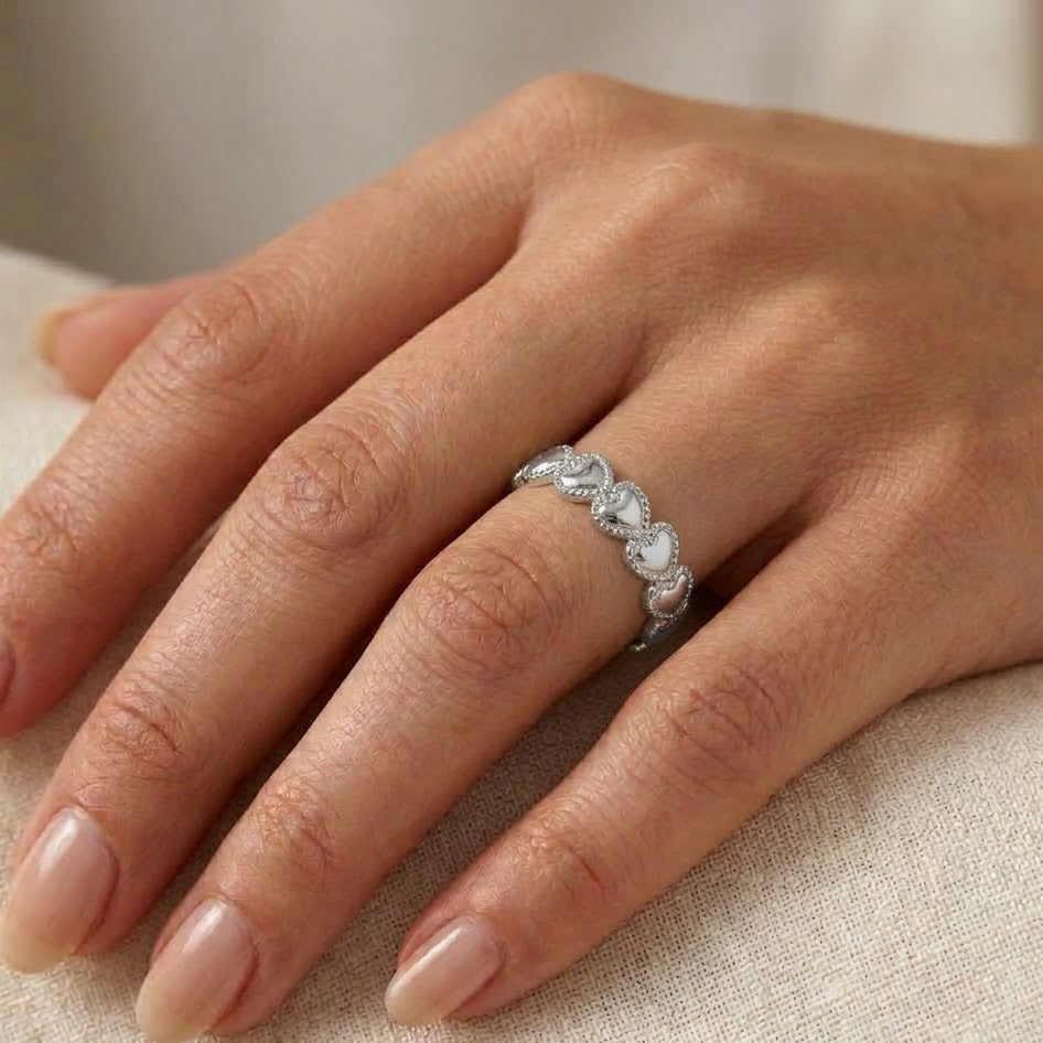 Anello Eternity Hearts In Acciaio Inossidabile