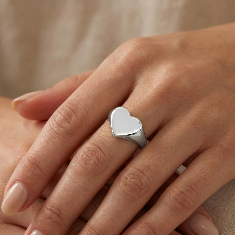 Anello Cuore Liscio In Argento 925