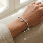 Bracciale Sfere e Multi-Charm con Cuore in Pavé In Acciaio Inossidabile