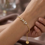 Bracciale Fiori e Farfalle in Pavé e Maglia Chicchi In Argento 925