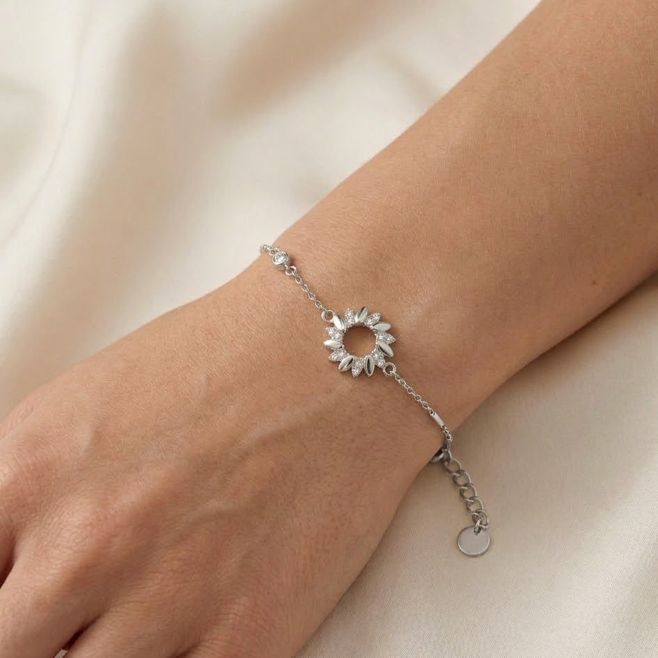 Bracciale Rollò con Barrette e Sole Traforato In Argento 925