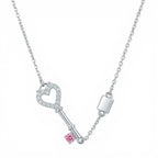 Collana Chiave del Cuore e Baguette Scintillante in Argento 925