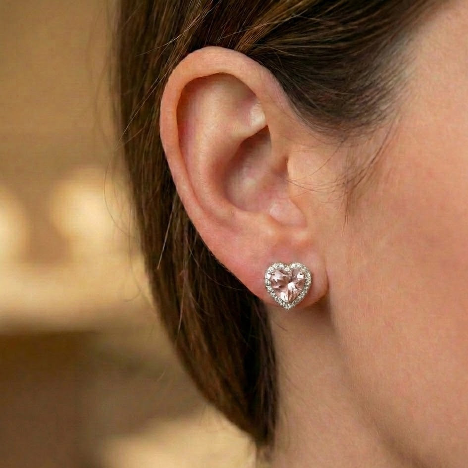 Orecchini Cuore con Cristalli Colorati In Argento 925
