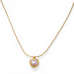 Collana Sottile con Cuore Madreperla In Acciaio Inossidabile