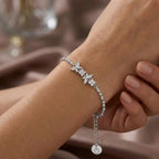 Bracciale Fiori e Farfalle in Pavé e Maglia Chicchi In Argento 925