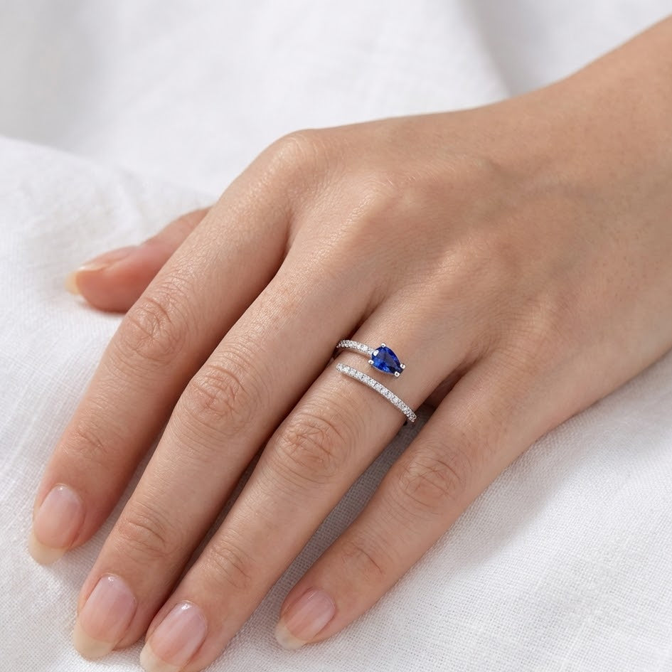 Anello Vortice Cromatico a Spirale con Zirconi In Argento 925