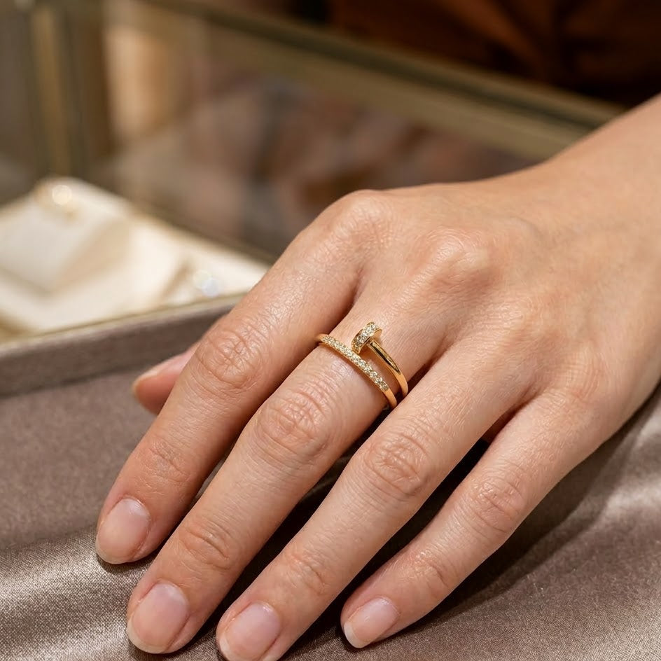 Anello Nail Sparkle in Acciaio Inossidabile
