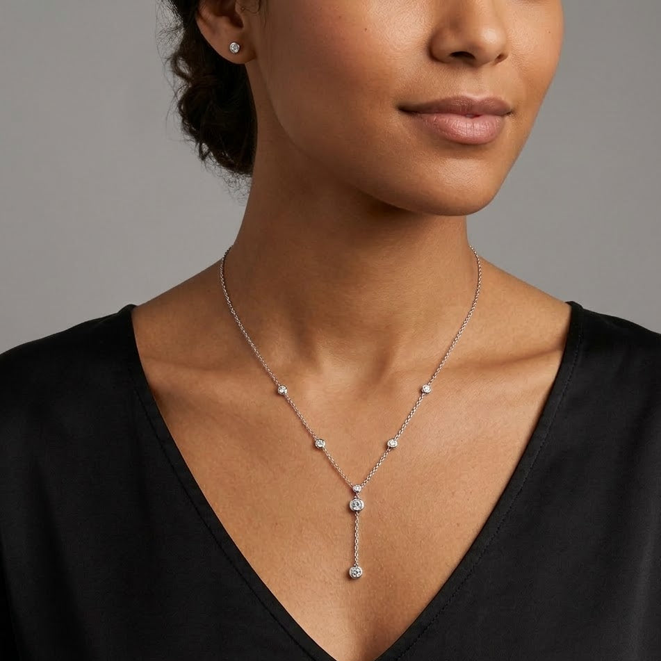 Collana a Y con Punti Luce in Argento 925