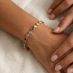 Bracciale Tennis con Cuori in Cristallo Multicolor In Acciaio Inossidabile