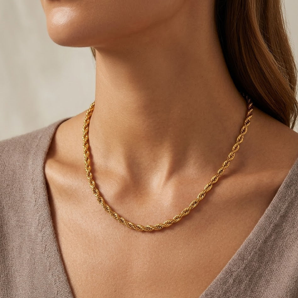 Collana Torchon a Maglia Corda In Acciaio Inossidabile