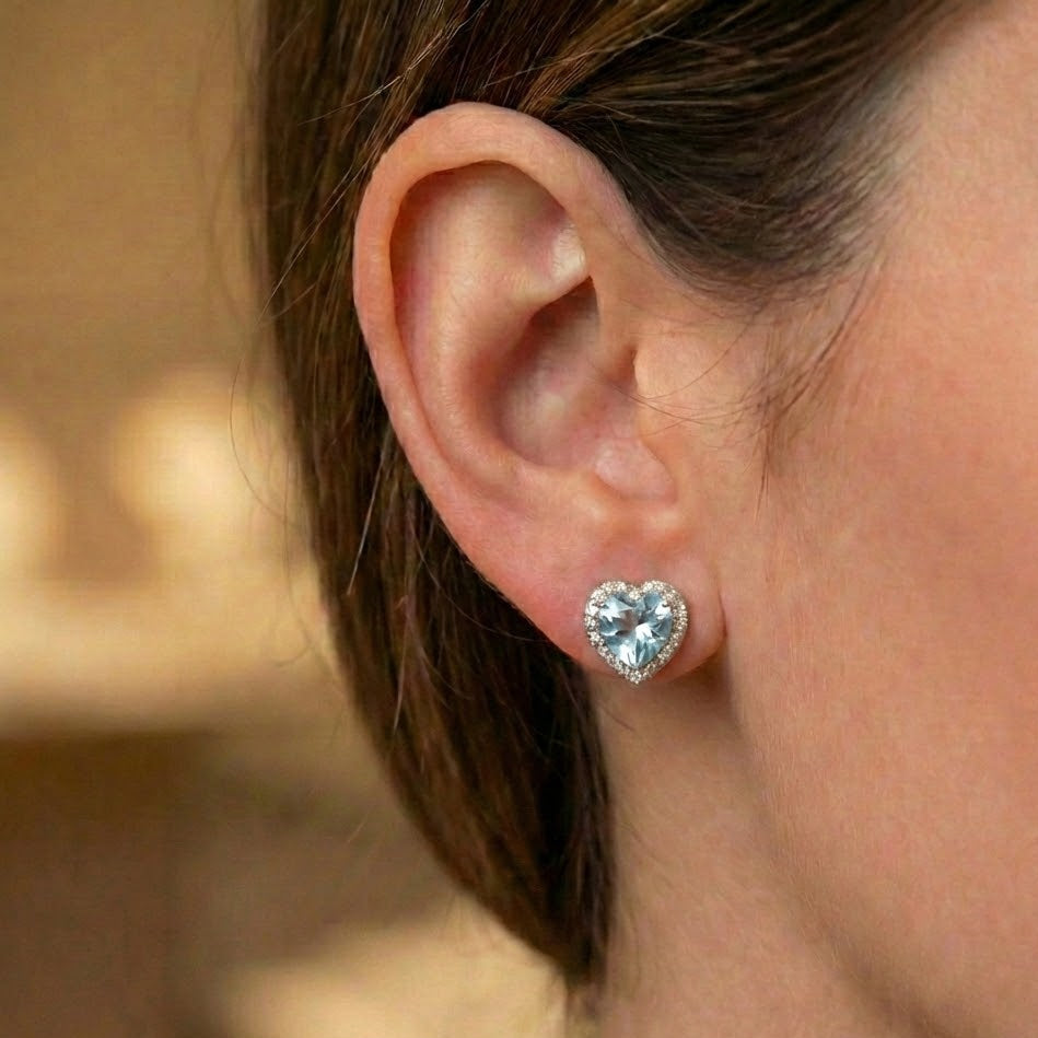 Orecchini Cuore con Cristalli Colorati In Argento 925