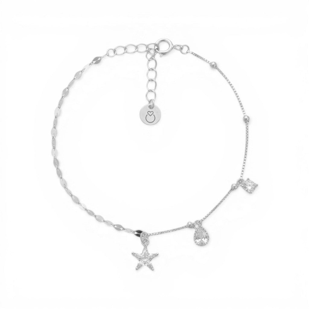 Bracciale Asimmetrico con Stella e Punto Luce In Argento 925