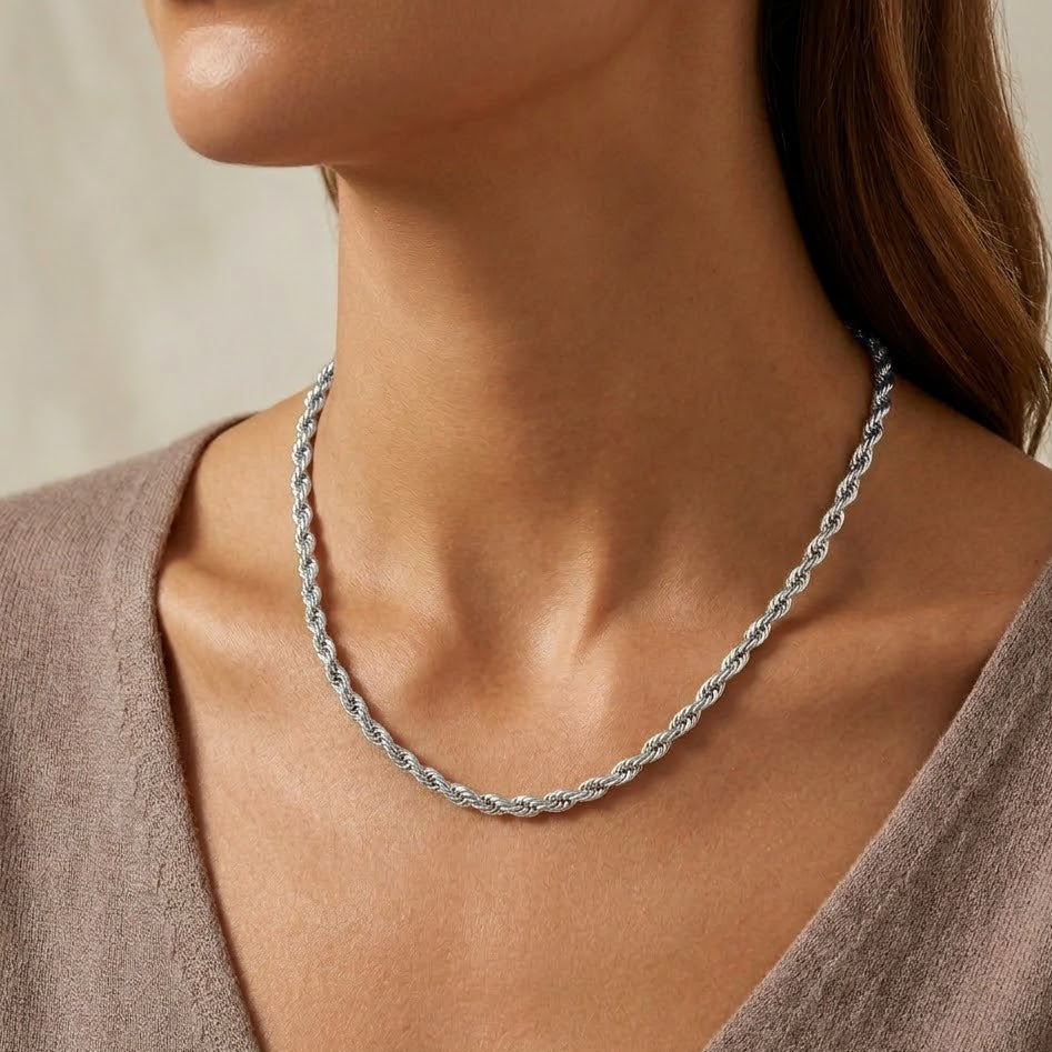 Collana Torchon a Maglia Corda In Acciaio Inossidabile