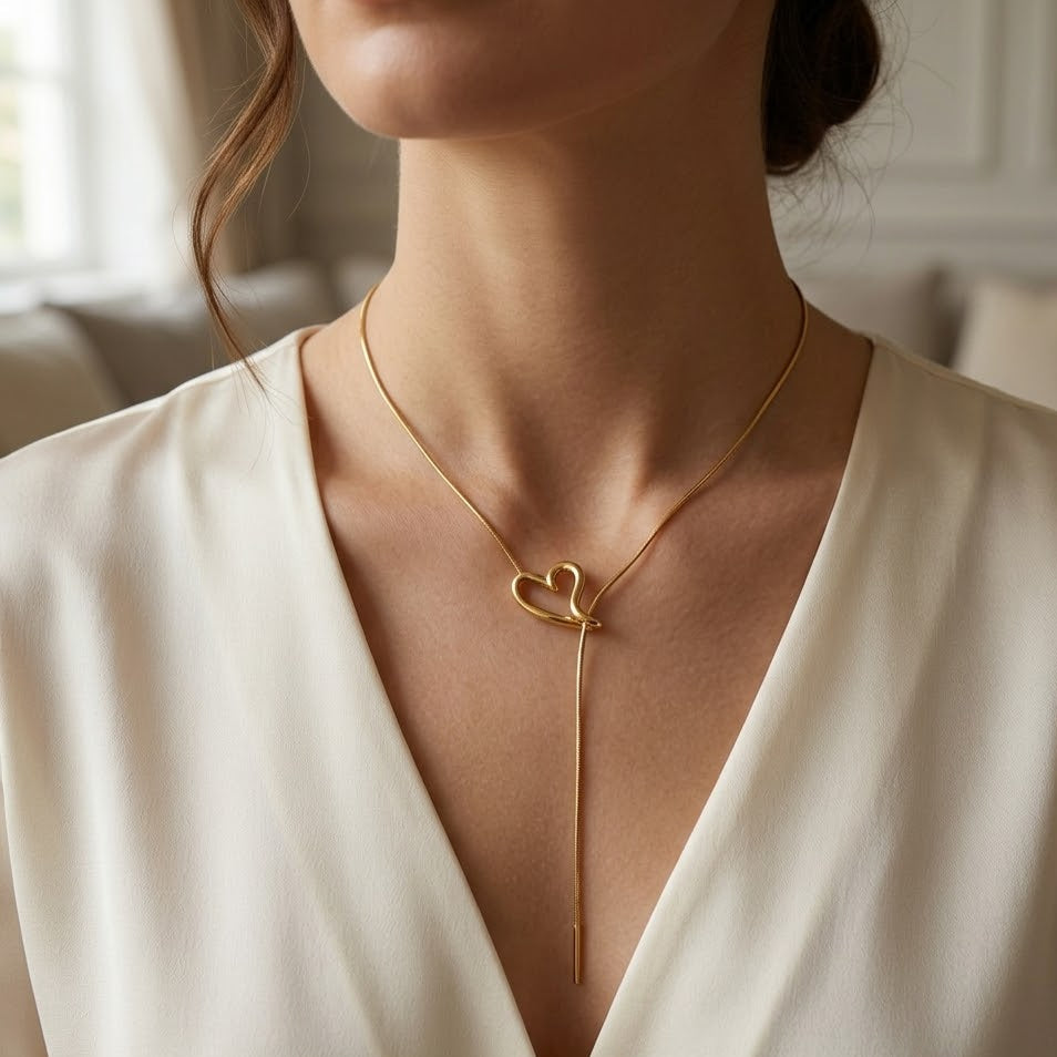 Collana con Cuore Filo In Acciaio Inossidabile
