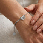 Bracciale Fiocco Prezioso con Doppia Catena in Argento 925