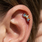 Piercing Pavé Multicolor In Argento 925