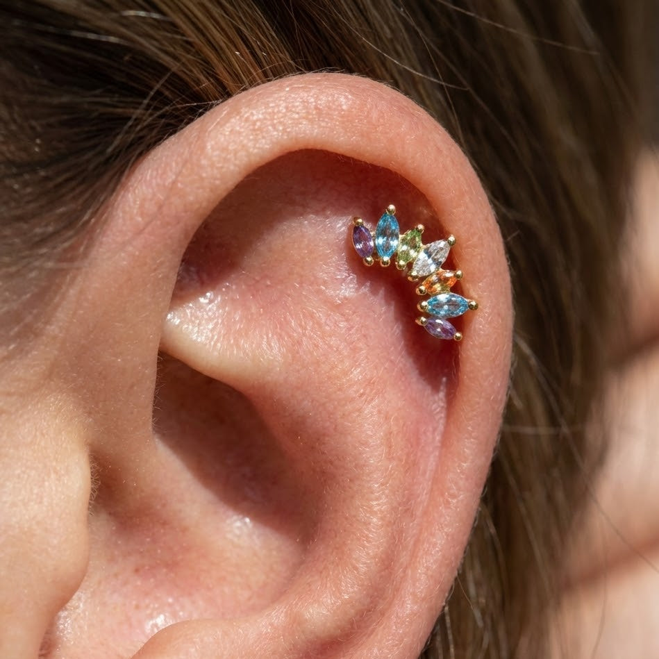 Piercing Pavé Multicolor In Argento 925