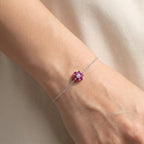 Bracciale Petali Cromatici con Fiore di Zirconi In Argento 925