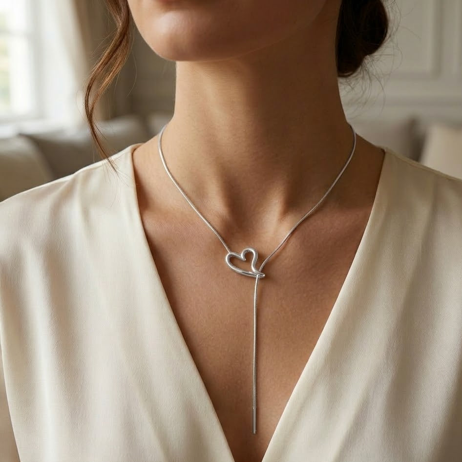 Collana con Cuore Filo In Acciaio Inossidabile