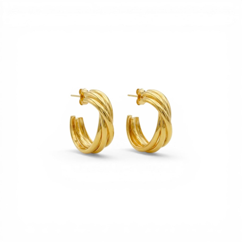 Orecchini Hoops a Tripla Fascia In Acciaio Inossidabile