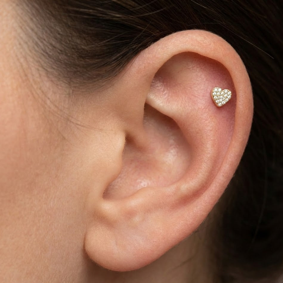 Piercing Cuore Pavé In Argento 925