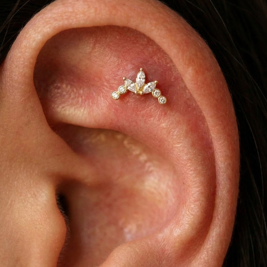 Piercing Trifoglio con Doppia Luce In Argento 925