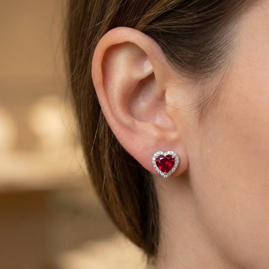 Orecchini Cuore con Cristalli Colorati In Argento 925