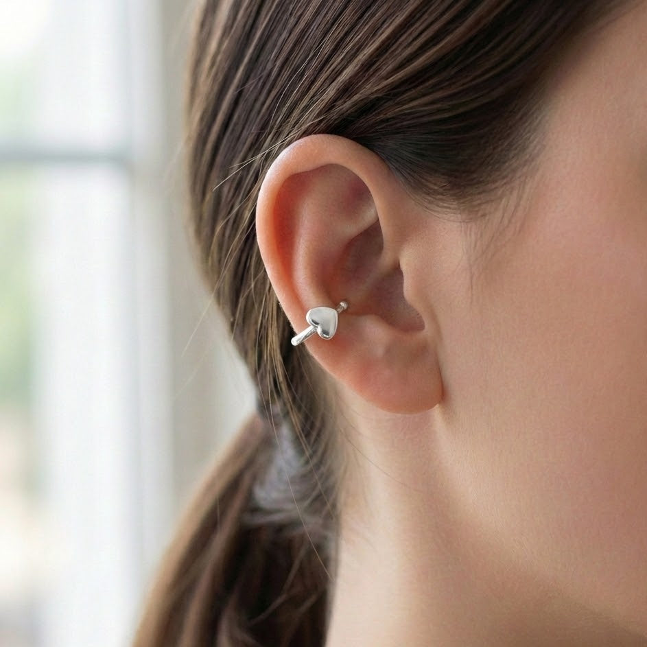 Ear Cuff Cuore In Argento 925
