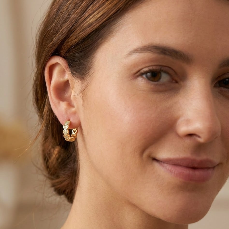 Orecchini Doppio Battito di Cuori In Argento 925