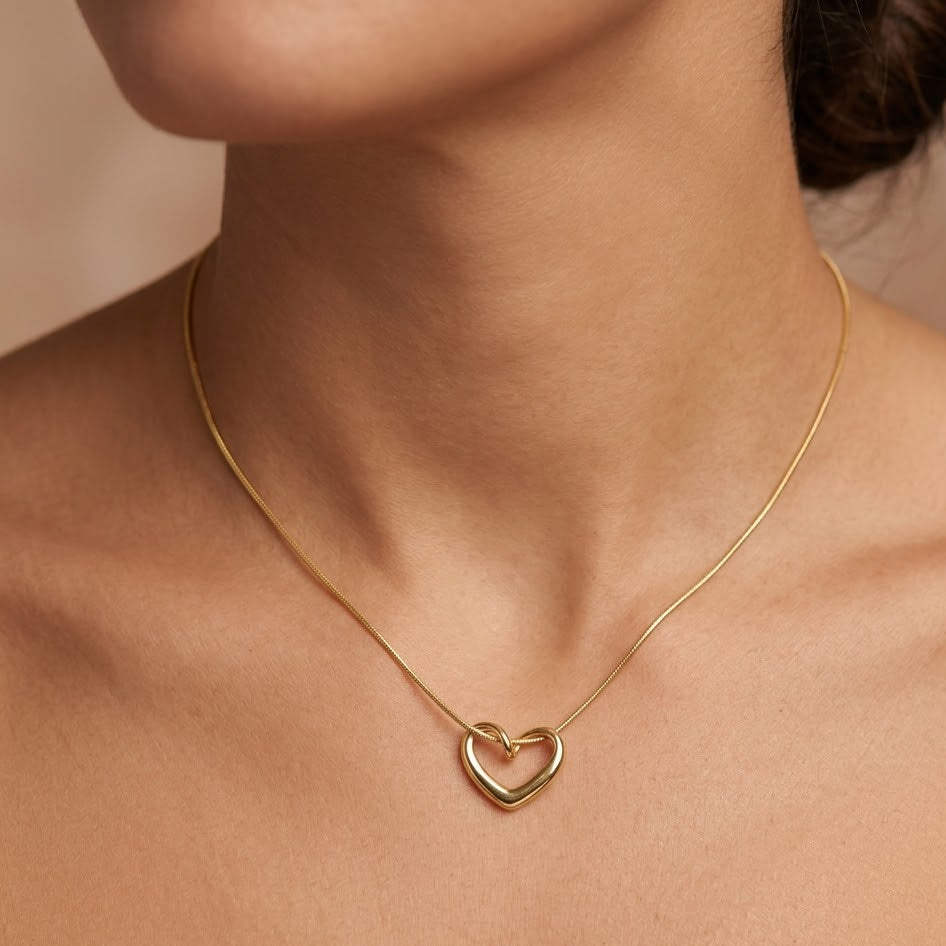 Collana Cuore Scorrevole In Acciaio Inossidabile