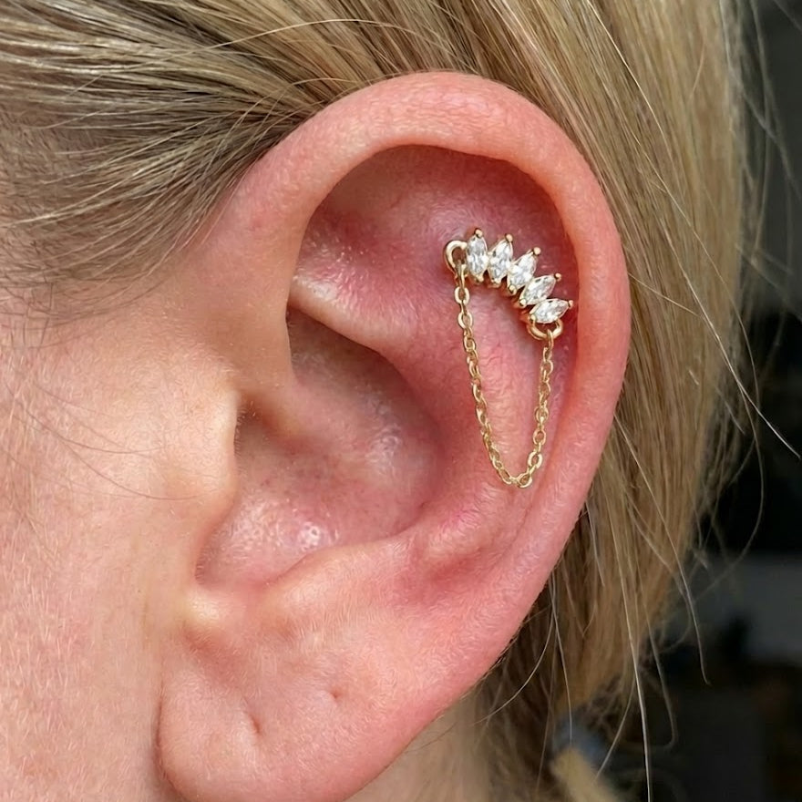 Piercing Zirconato con Catenina In Argento 925