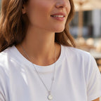 Collana con Medaglietta e Zirconi In Acciaio Inossidabile
