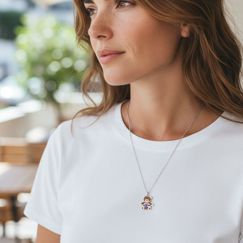 Collana Teddy Love con Pendente Orsetto In Acciaio Inossidabile