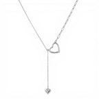 Collana asimmetrica con cuore traforato e pendente In Argento 925
