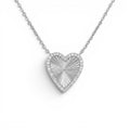 Collana con Cuore Zigrinato e Zirconi In Acciaio Inossidabile