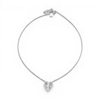 Collana con Cuore Zigrinato e Zirconi In Acciaio Inossidabile
