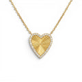 Collana con Cuore Zigrinato e Zirconi In Acciaio Inossidabile
