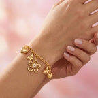 Bracciale con Ciondoli Charm e Zirconi In Acciaio Inossidabile