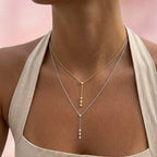 Collana Cravattina a Y con Punti Luce In Acciaio Inossidabile